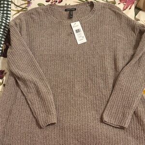 Eileen Fisher Women's Heathered Beige Crewneck Sweater